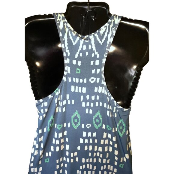 Tori Richard Honolulu Hawaii Racerback Maxi Dress Blue Sleeveless M Geometric - Picture 5 of 8